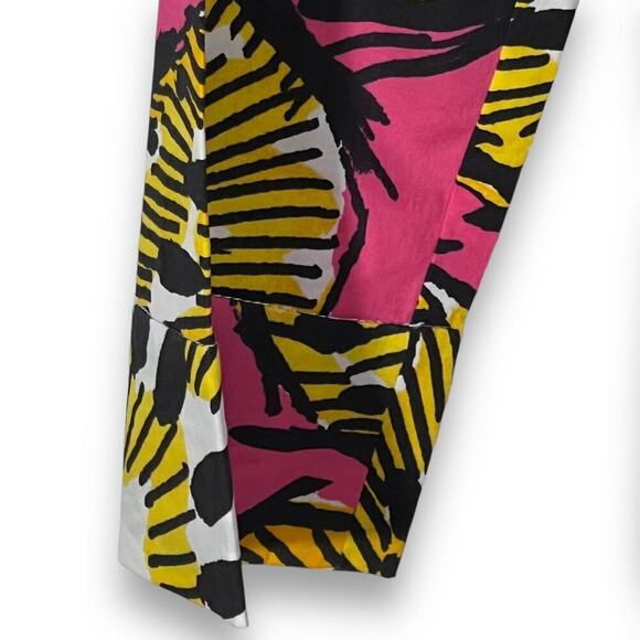 J Crew Cotton Tunic Dress Electric Kiwi Print V Neck 3/4 Sleeve 00 - Picture 5 of 12